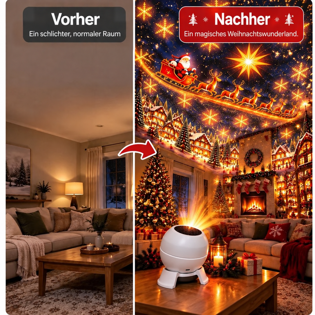 Kerstprojectie-nachtlampje voor muren en plafonds, feestelijke kamerdecoratie