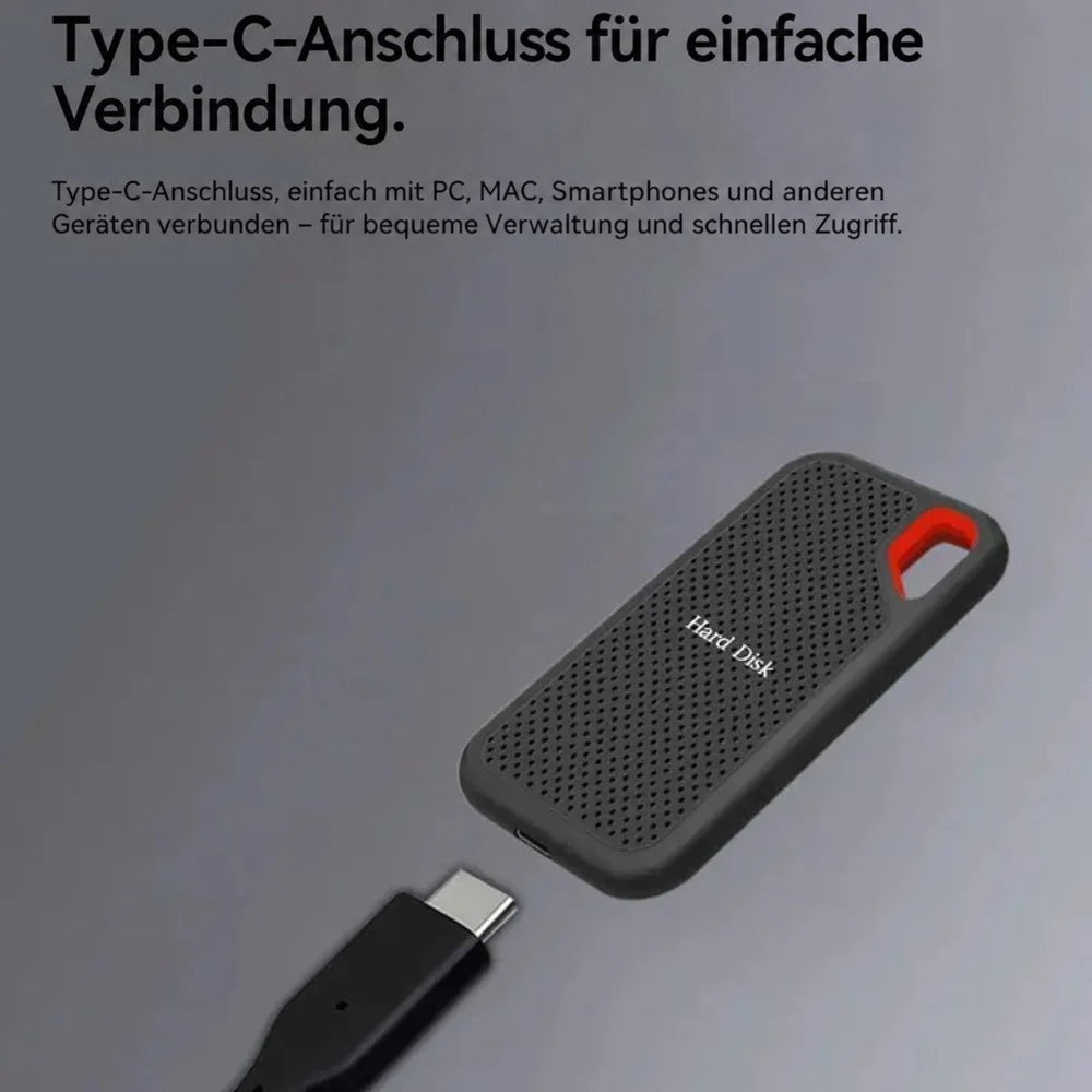 Draagbare externe SSD voor snelle gegevensoverdracht