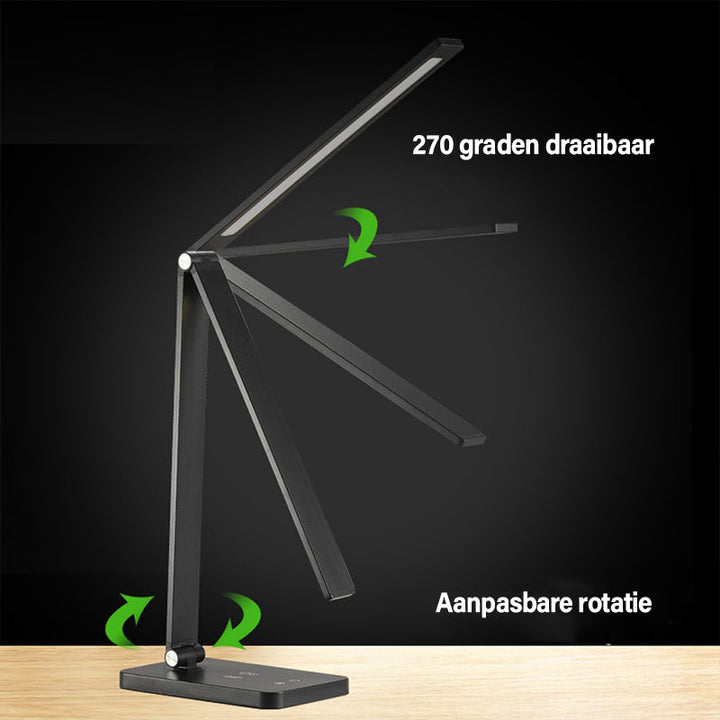 LumiGlow - Minimalistische LED Bureaulamp met Dimbare Helderheid & Wireless Opladen