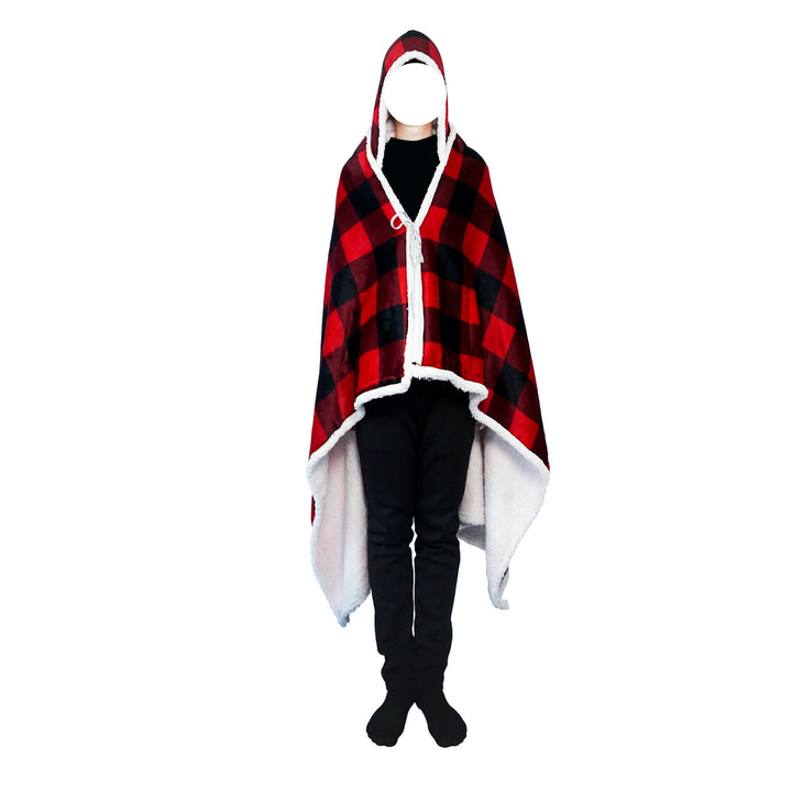 Deken hoodie van flanel met capuchon en zak – one size