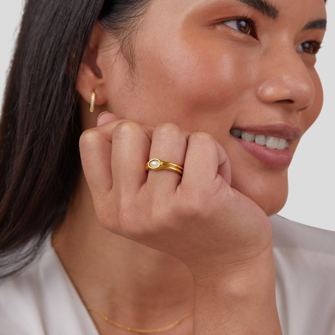 Chunky Parels Gouden Ring