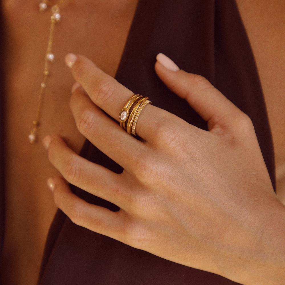 Chunky Parels Gouden Ring
