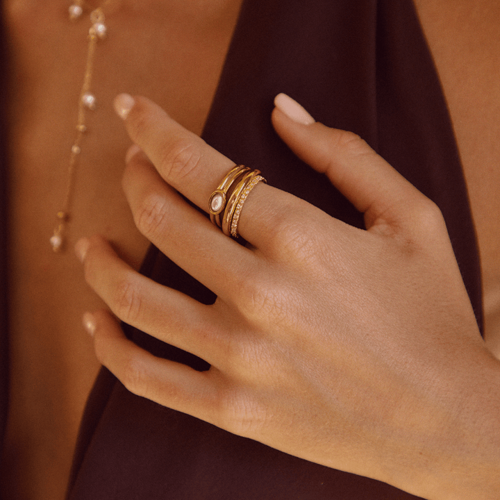 Chunky Parels Gouden Ring