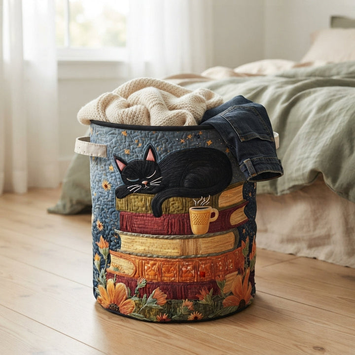 Gewatteerde kattenbibliotheek wasmand met handvatten, opvouwbare wasmand in 3 maten