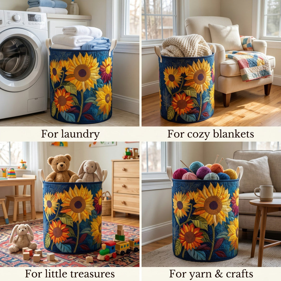 Gevoerde wasmand met bloemenmotief en stevige hengsels, zelfstaande stoffen wasmand