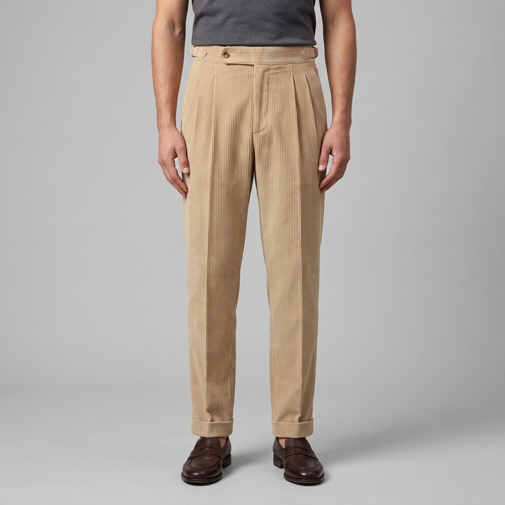 Corduroy Pleated Trousers Heren Klassiek Formeel — afbeelding 2