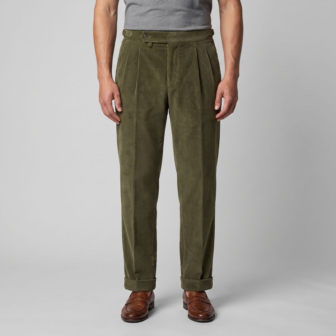 Corduroy Pleated Trousers Heren Klassiek Formeel — afbeelding 18