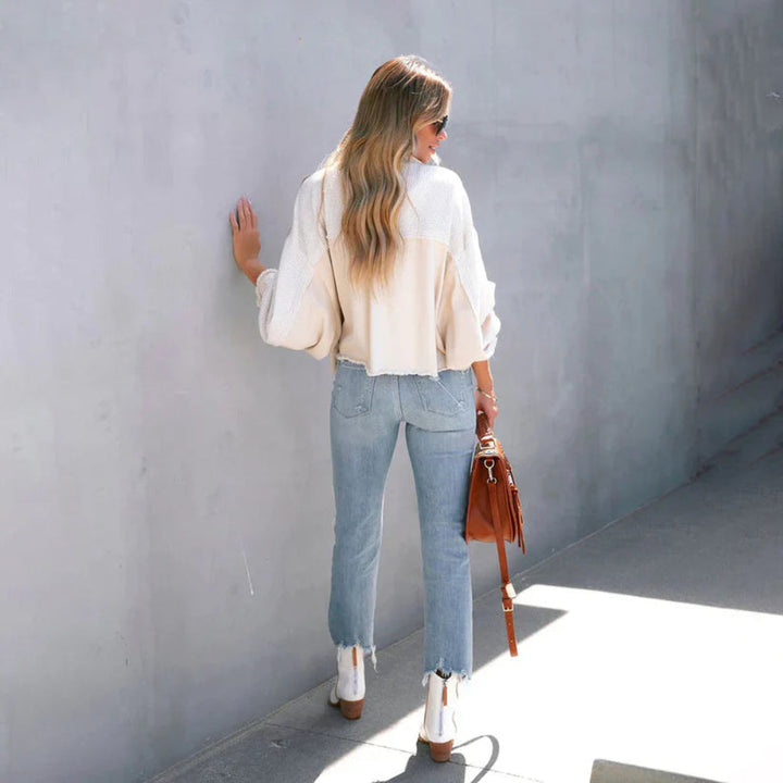 Cropped Jas Dames Gerafelde Zoom Getailleerde Pasvorm Casual — afbeelding 4