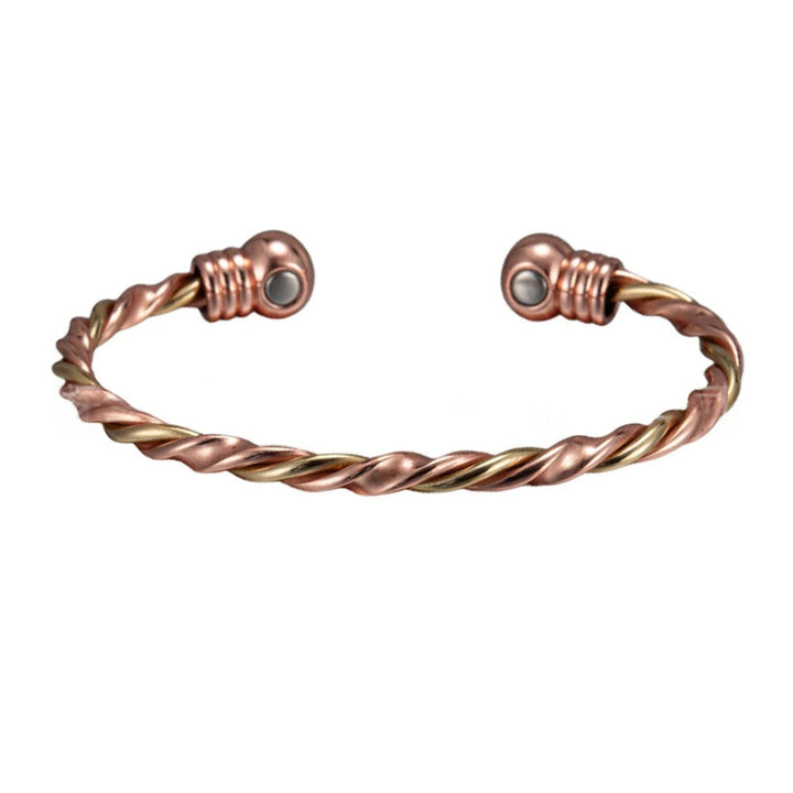 Magnetic Therapy Bracelet With A Red Copper-colored Twisted Rope Design