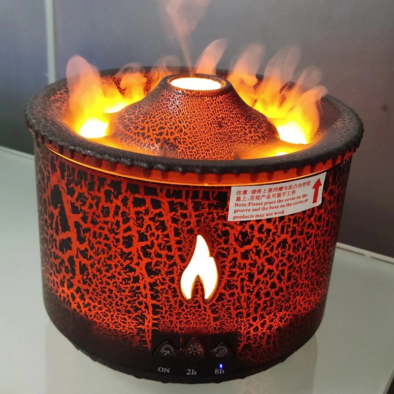 Vulkaan aroma diffuser met kwallenringen en vlameffect, 350 ml