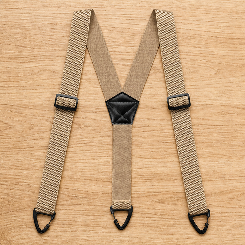 Elastische bretels voor heren, 3,8 cm breed met metalen clips, X- of Y-rug