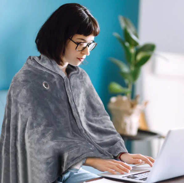 USB-warmteponcho met rits, 150 x 80 cm met 8 zones en 3 standen