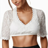 Dames dirndl crop top met bloemenkant en diepe V-hals