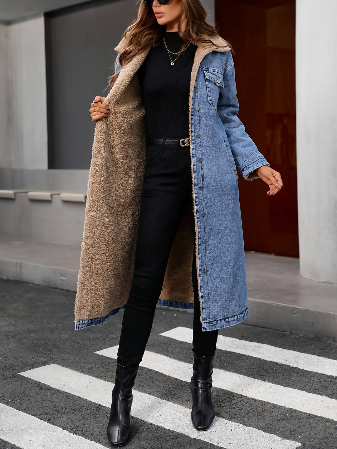 Gevoerd spijkerjack in washed blauw – Sofia