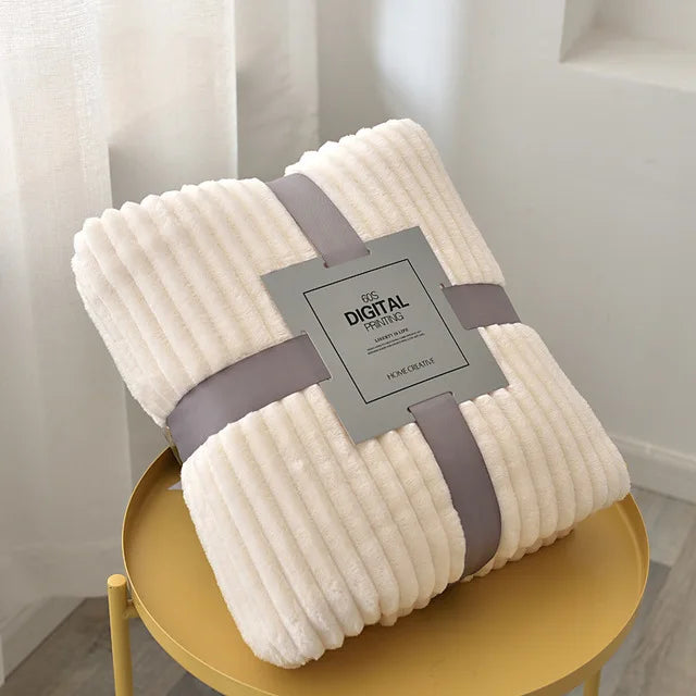 CozyVibe - Gestreepte Flanellen Deken Voor Warmte en Stijl