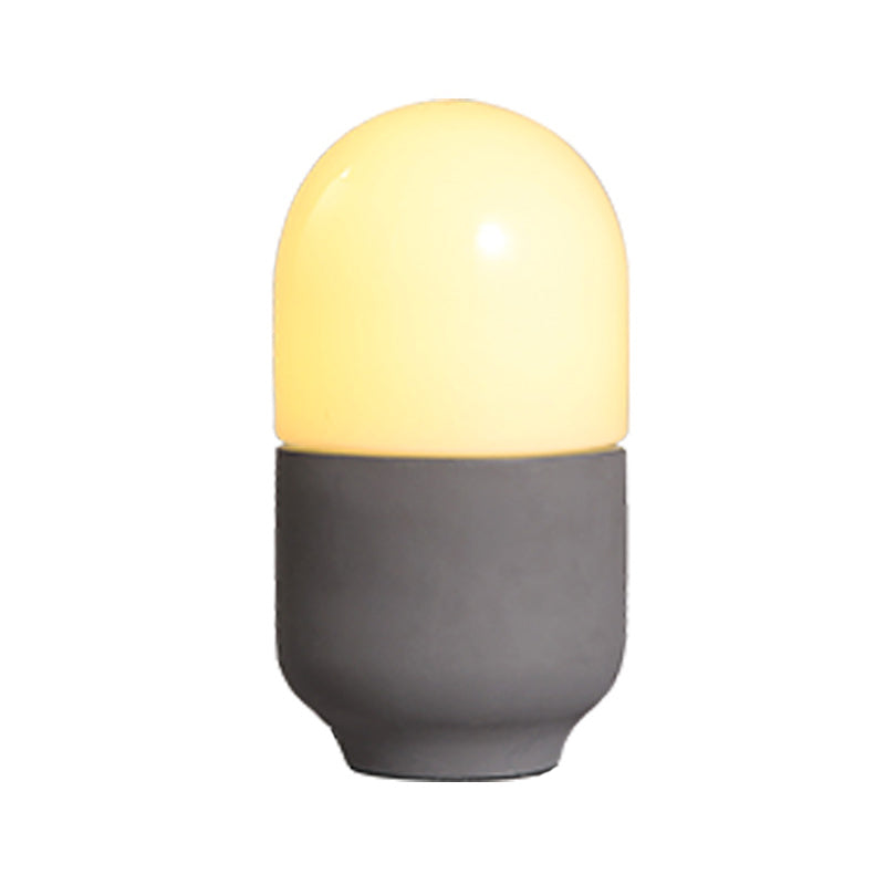 GlowLights - Moderne Grijze Bureaulamp met Minimalistisch Cementen Ontwerp en Witte Glazen Kap