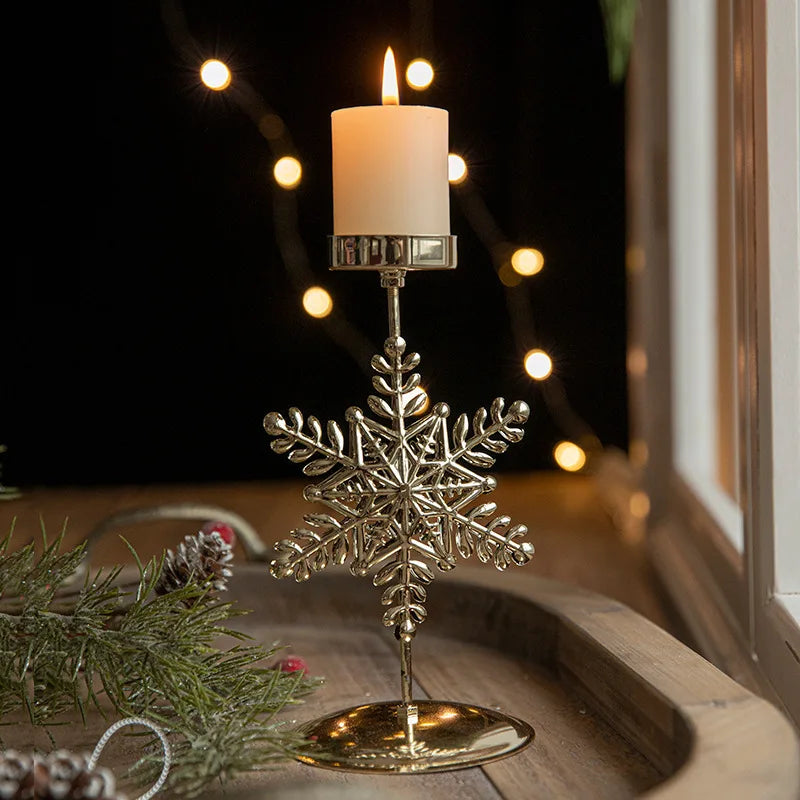 GoldenGlim - Gouden Kerstboom & Ster Kaarsenhouder Voor Feestelijk Decor