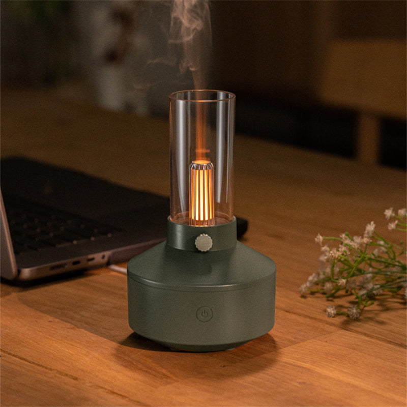 Retro aroma diffuser met gloeidraadlampje en kaarslichteffect
