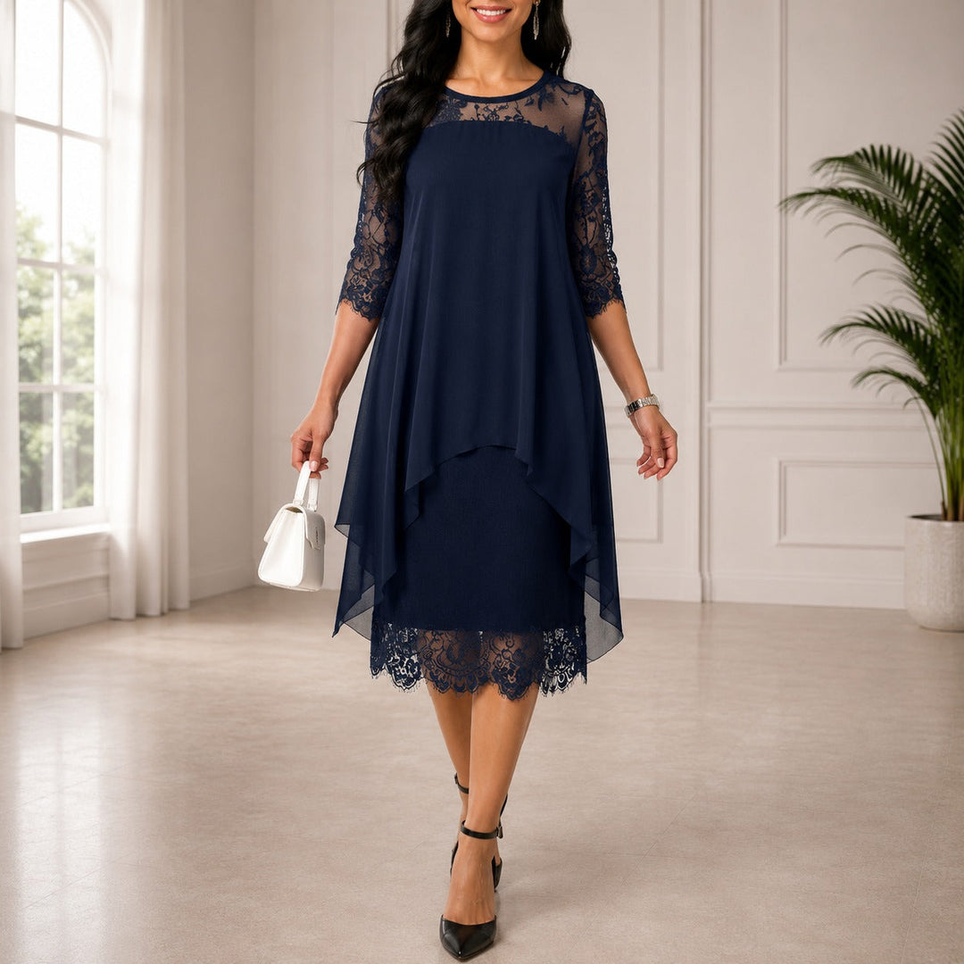Dorothee avondjurk in midilengte voor grote maten - elegante stijl