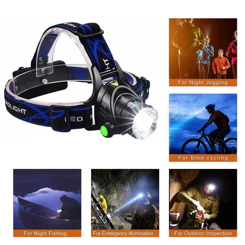 Hoofdlamp | Oplaadbare Waterdichte LED-Lamp met Zoom