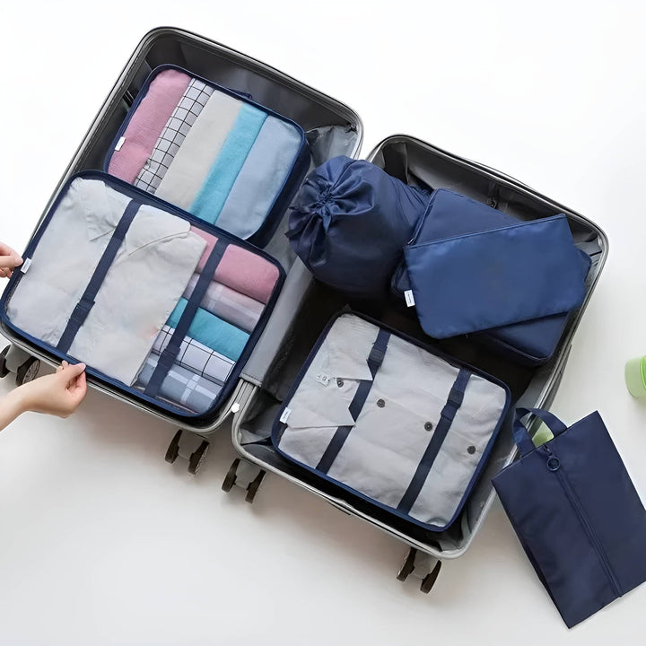 Reisorganizerset met pakkubussen, schoenentas en toilettas