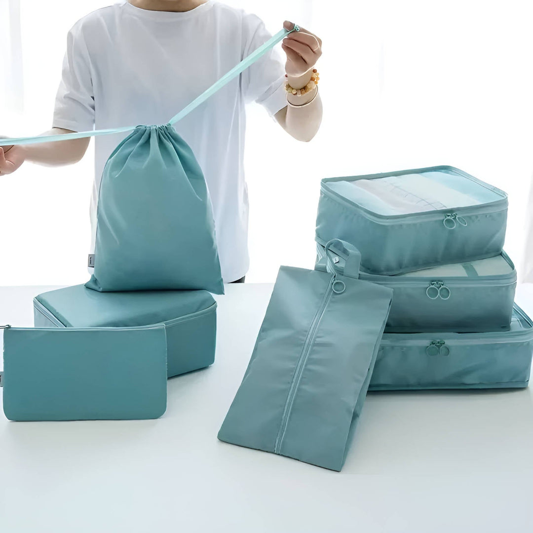 Reisorganizerset met pakkubussen, schoenentas en toilettas