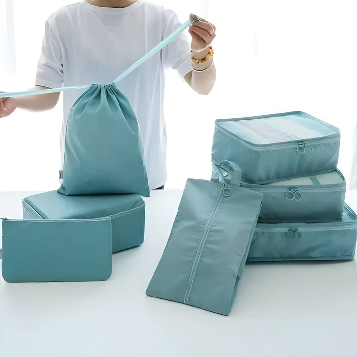 Reisorganizerset met pakkubussen, schoenentas en toilettas