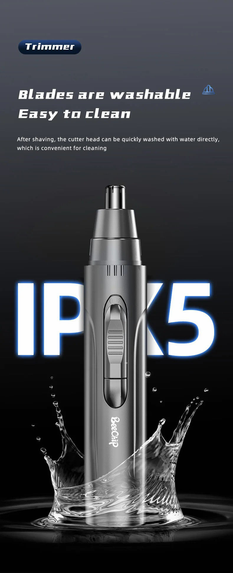 Pijnloze neus- en oorhaartrimmer