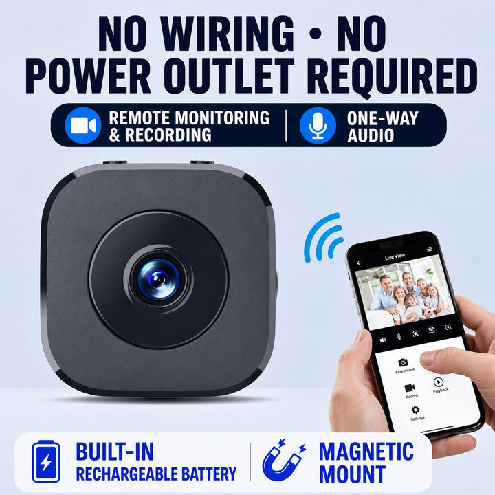 Oplaadbare wifi-minicamera voor bewaking binnenshuis