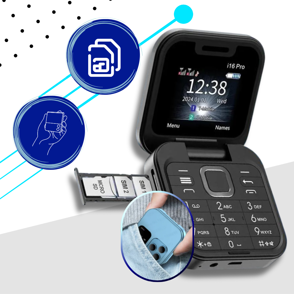 Kleine opvouwbare mobiele telefoon met dubbele SIM