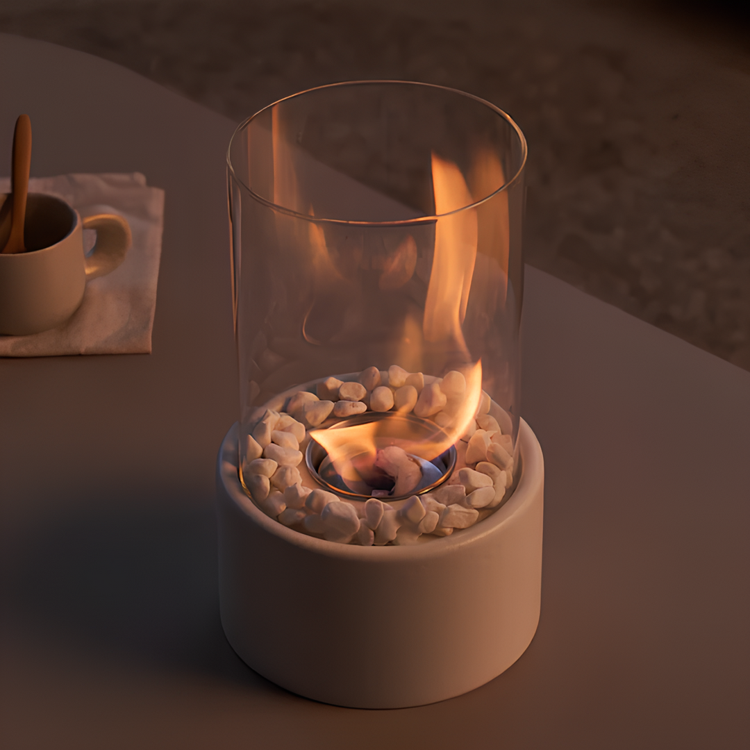 Everlasting Flame olielamp, elegante glazen cilinder met klassieke gloed