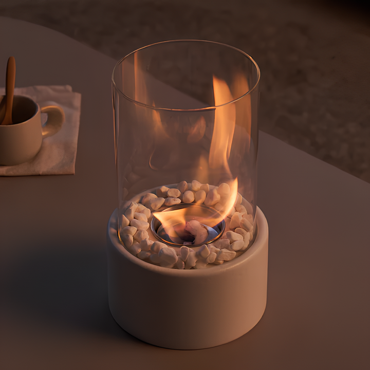 Everlasting Flame olielamp, elegante glazen cilinder met klassieke gloed