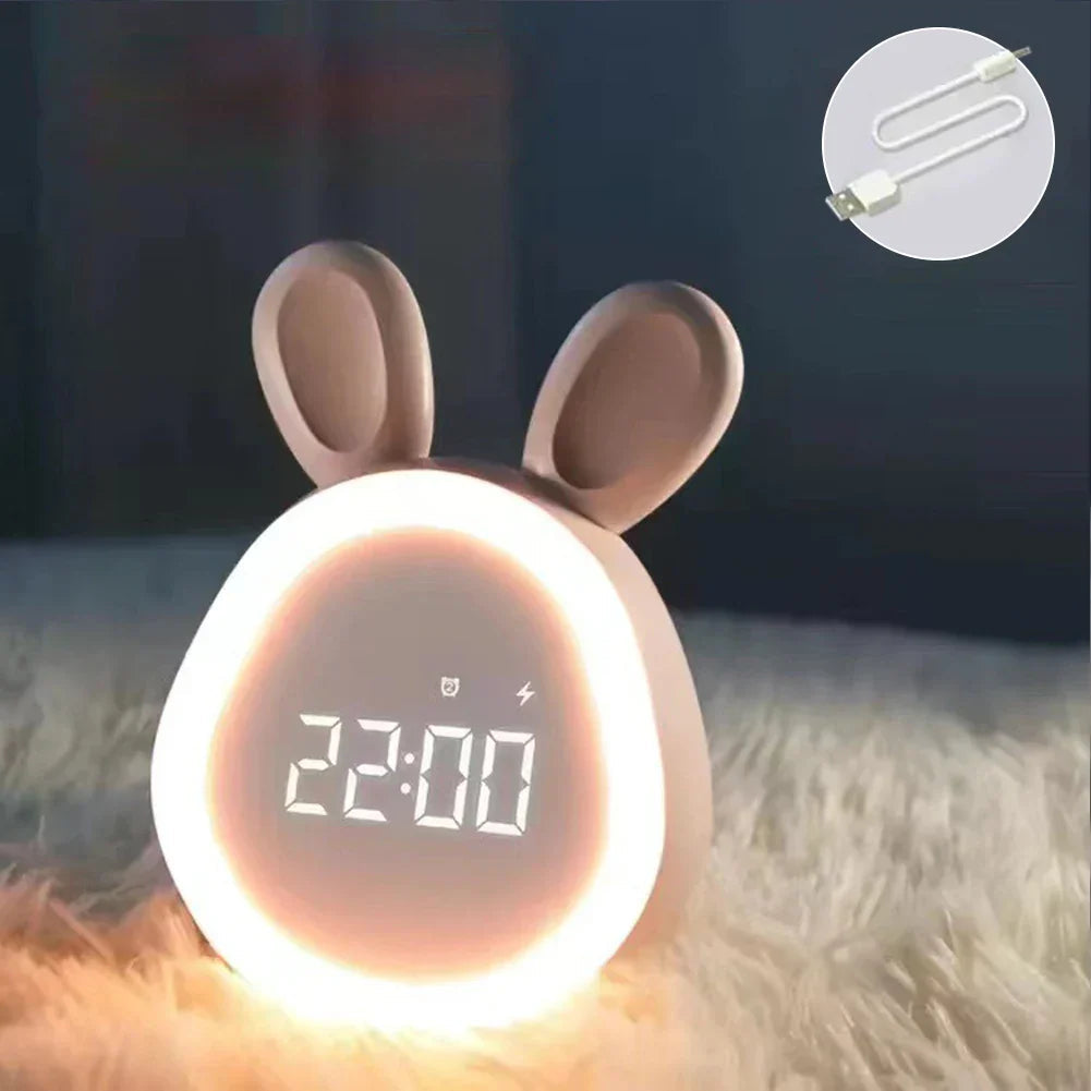 GlowBunny - Schattige Kinderwekker met Nachtlampje & Instelbare Helderheid