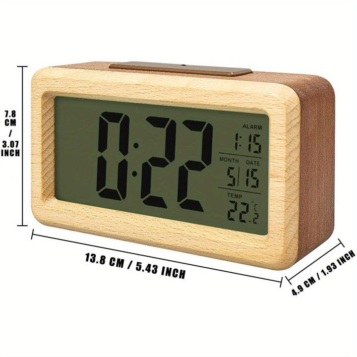 Digitale Houten Klok – LED-display met Temperatuur en Datum