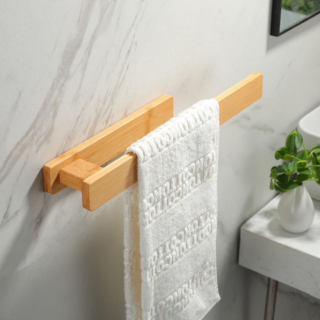 Moderne houten handdoekhouder – Elegante wandmontage zonder gereedschap