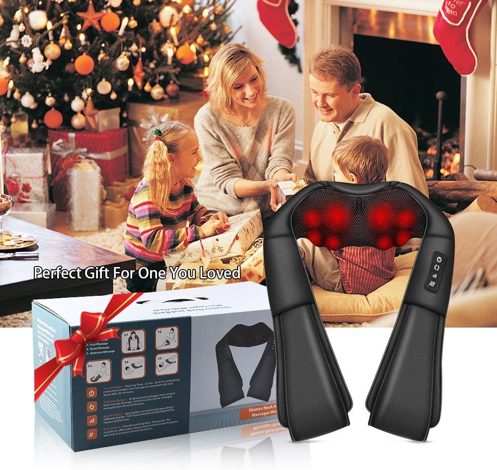 Shiatsu nekmassage-apparaat met warmte en 4 kneedkoppen