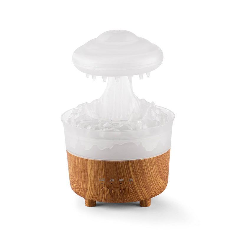 Regenwolk diffuser in houtlook met regengeluid en afstandsbediening
