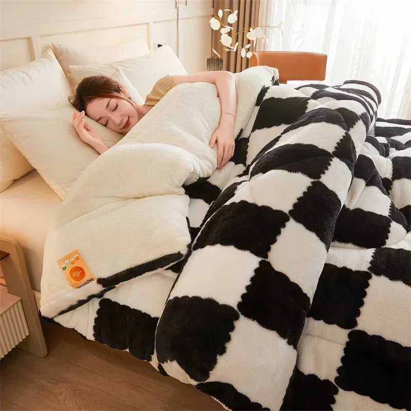 Gezellige gewogen quilt-deken met ruitdesign