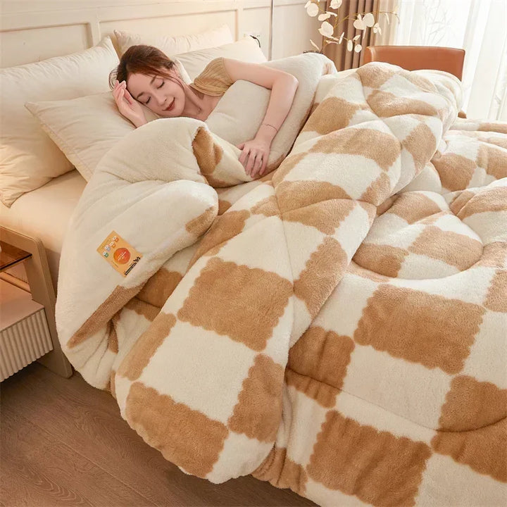 Gezellige gewogen quilt-deken met ruitdesign