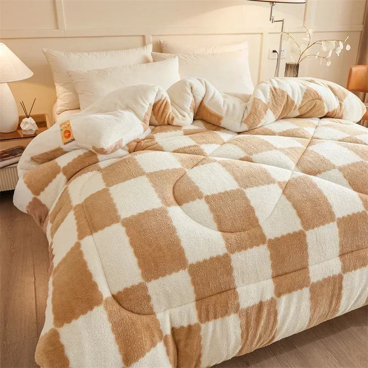 Gezellige gewogen quilt-deken met ruitdesign