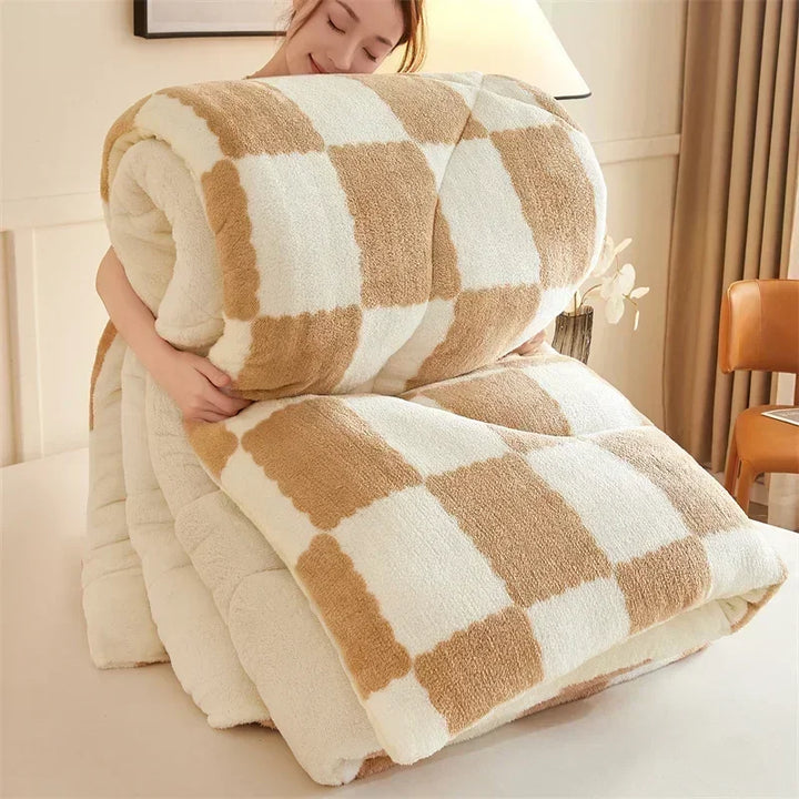 Gezellige gewogen quilt-deken met ruitdesign