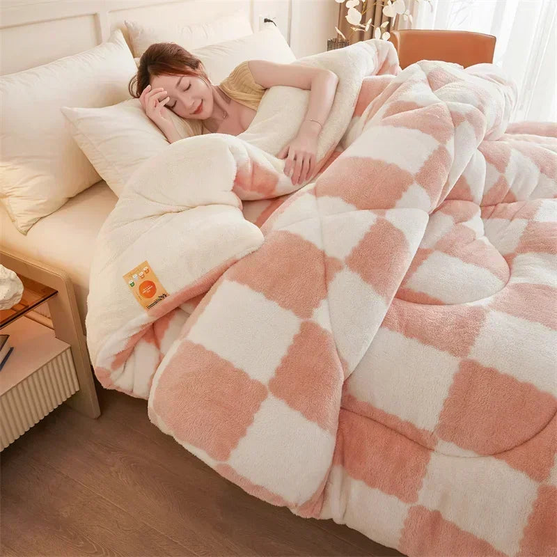Gezellige gewogen quilt-deken met ruitdesign