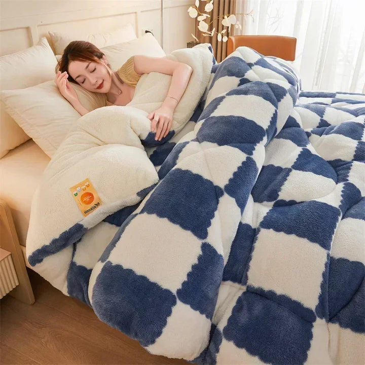 Gezellige gewogen quilt-deken met ruitdesign