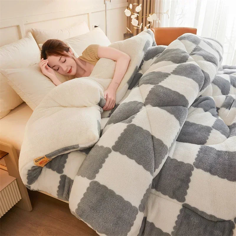 Gezellige gewogen quilt-deken met ruitdesign