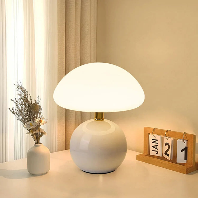 Retro paddenstoel nachtlampje, tafelverlichting in Bauhaus-stijl