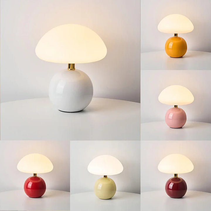 Retro paddenstoel nachtlampje, tafelverlichting in Bauhaus-stijl