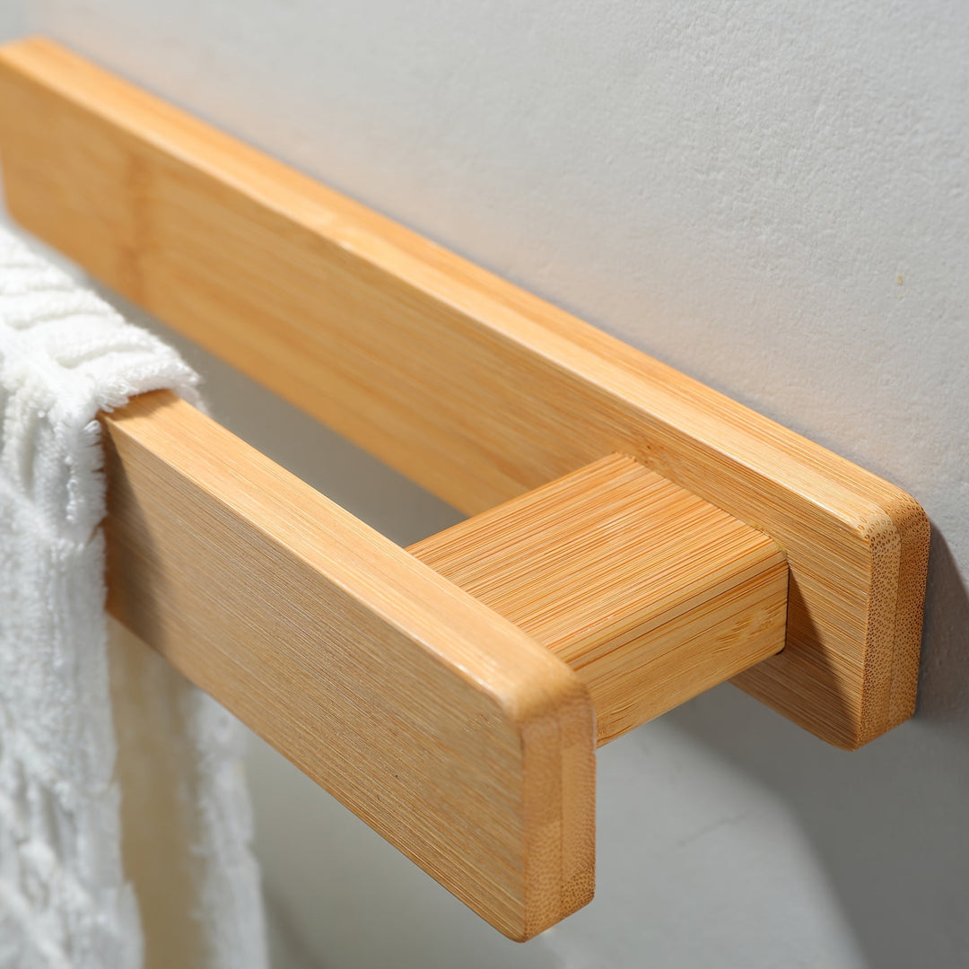 Moderne houten handdoekhouder – Elegante wandmontage zonder gereedschap