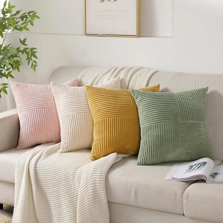 SoftNest - Gestreepte Zachte Kussenhoezen 45x45 cm Voor Bank of Bed