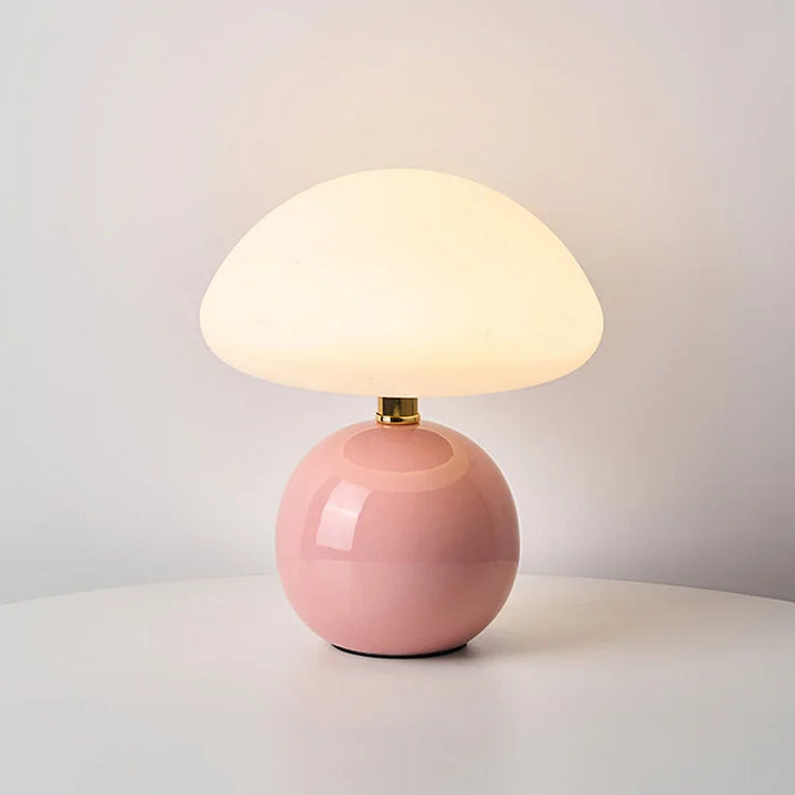 Minimalistische retro paddenstoel tafellamp, warm instelbaar licht