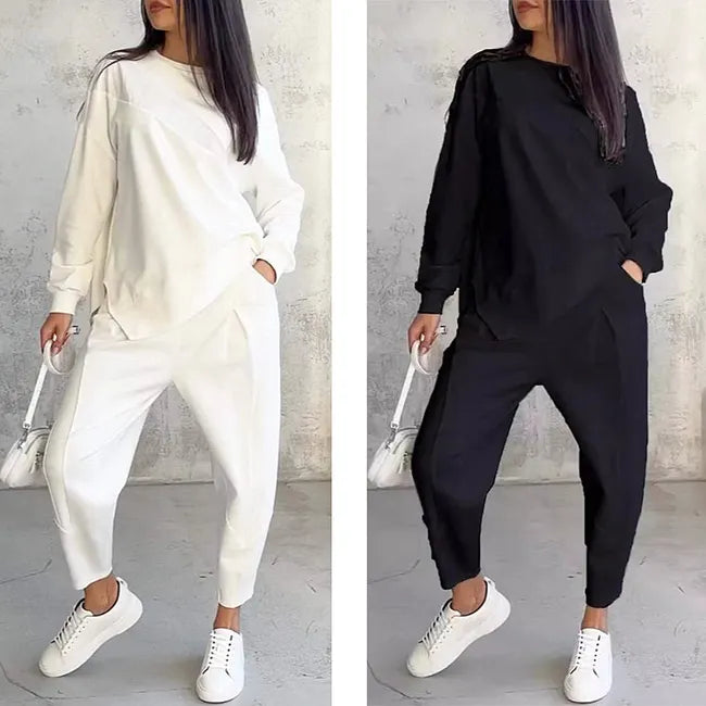 Tweedelige set: casual sweatshirt met lange mouwen en joggingbroek